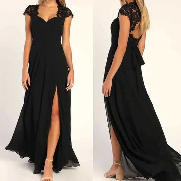 NWOT Momentous Moments Black Lace Backless Maxi Dress - Picture 1 of 3